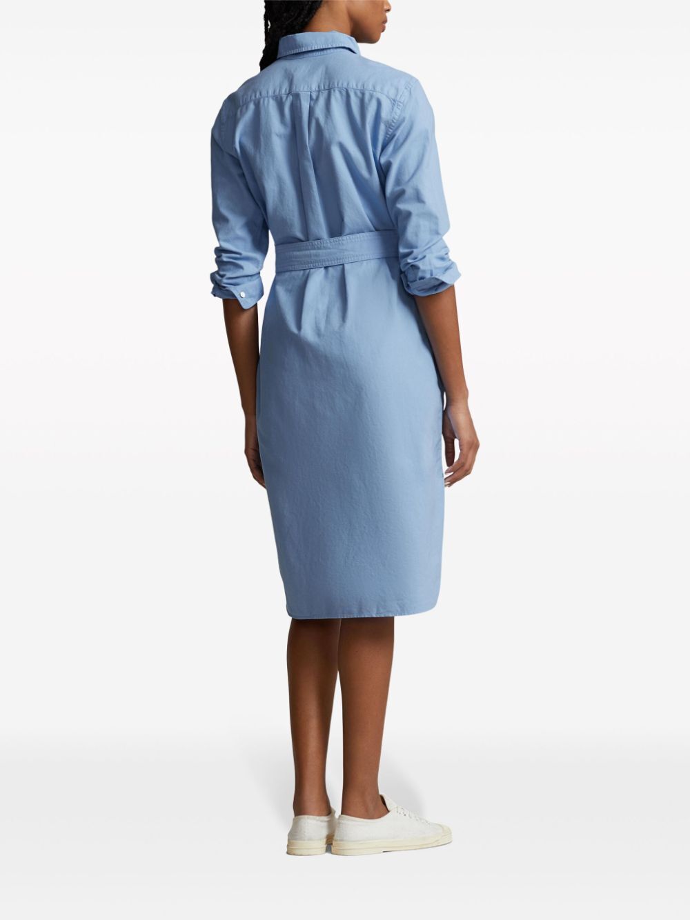 Shop Polo Ralph Lauren Long Sleeves Chemisier Long Dress In Blue
