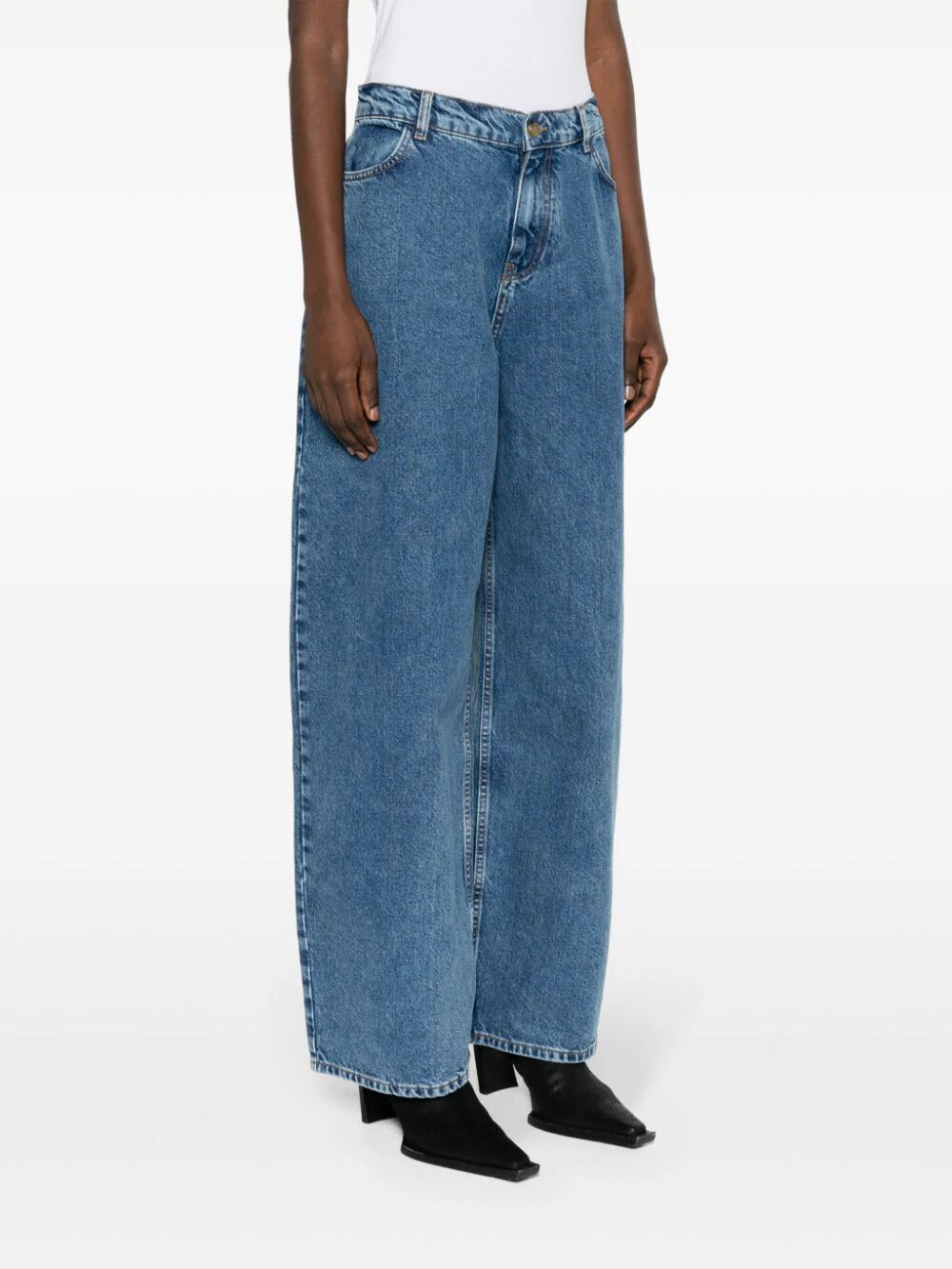 Shop Philosophy Wide Leg Jeans In Blue