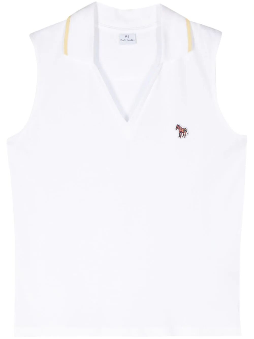 Ps By Paul Smith Zebra-appliqué Polo Vest In White