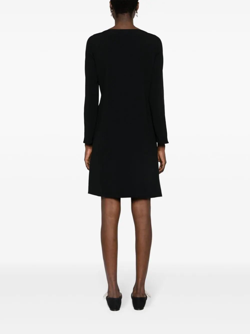 Shop Emporio Armani Long Sleeves Dress With Piercing In Black