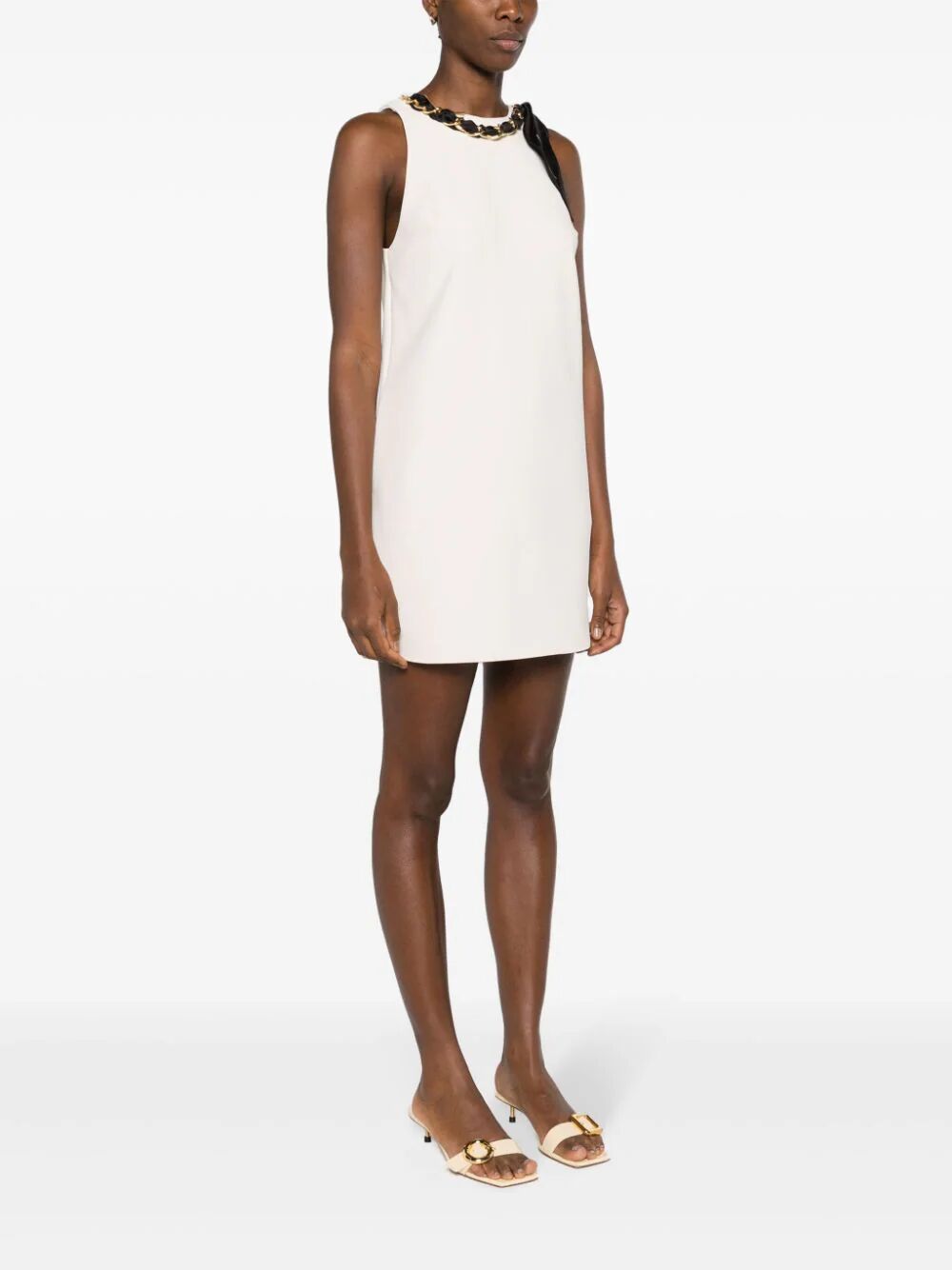 Shop Elisabetta Franchi Sleeveless Mini Dress In White
