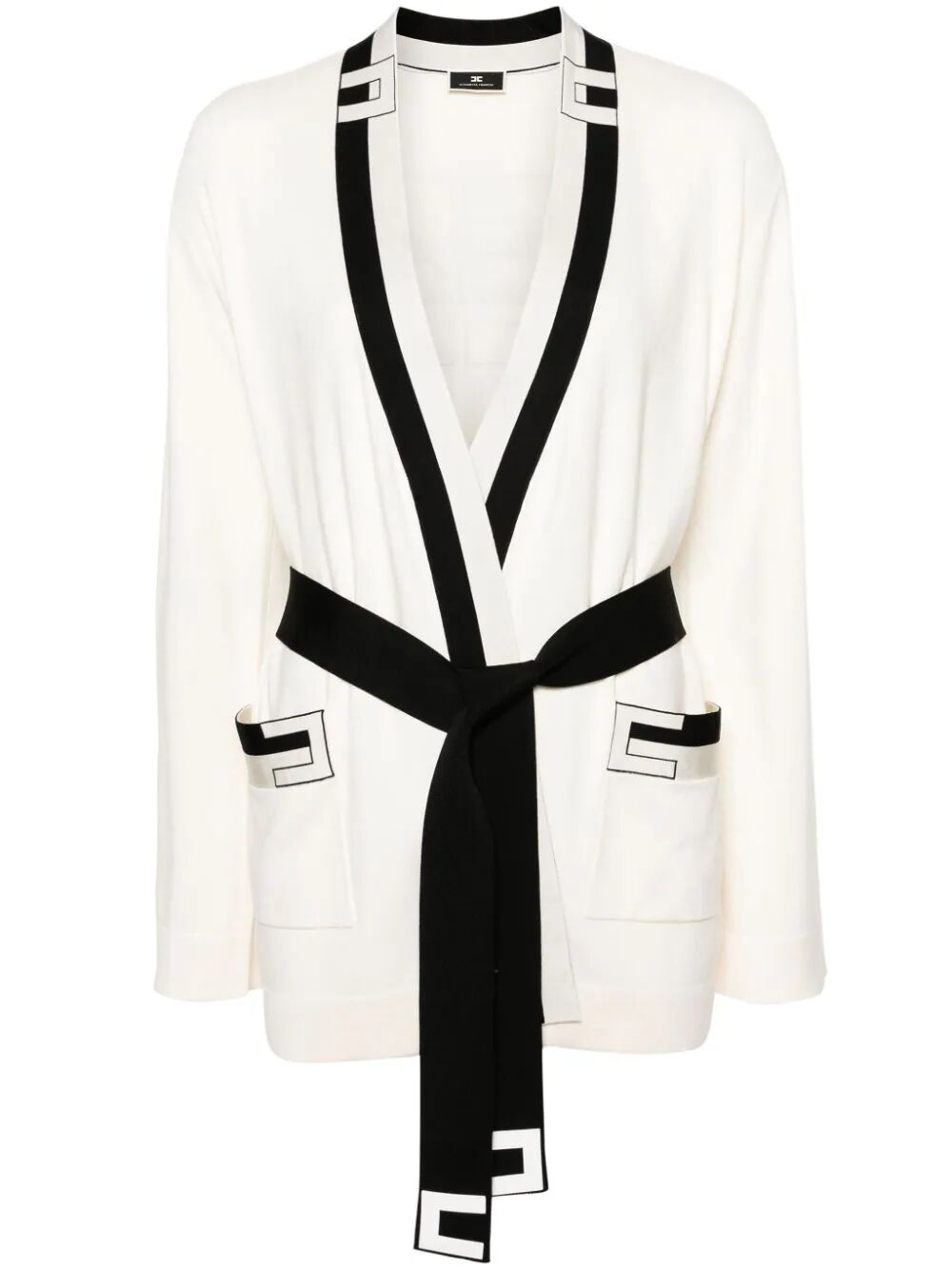 Elisabetta Franchi Kimono Jacket With Belt In White