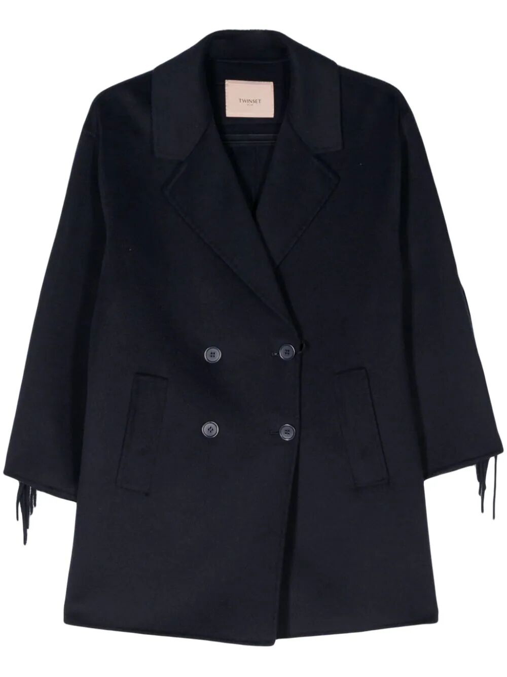 Shop Twinset Double Breasted Coat In Blue