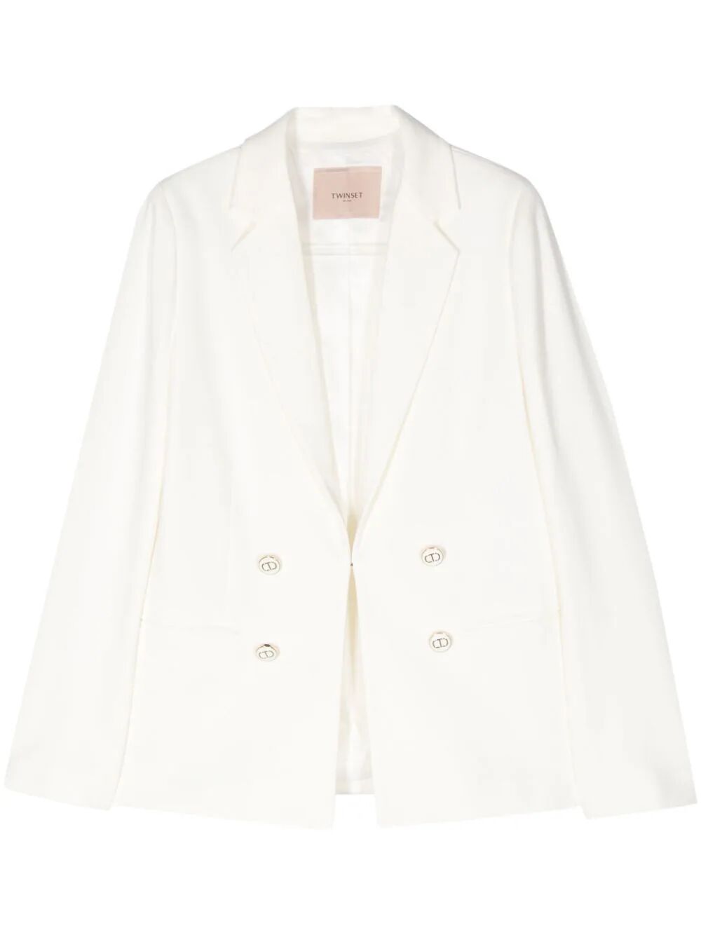 Shop Twinset Double Breasted Jacket In White