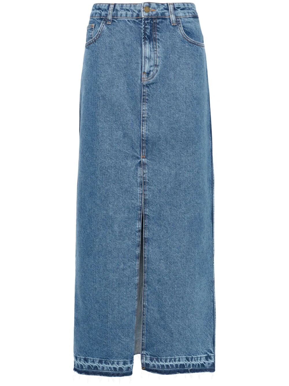 Shop Philosophy Denim Long Skirt In Blue
