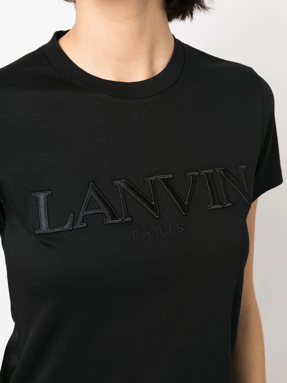 Shop Lanvin Embroidered Regular T-shirt In Black