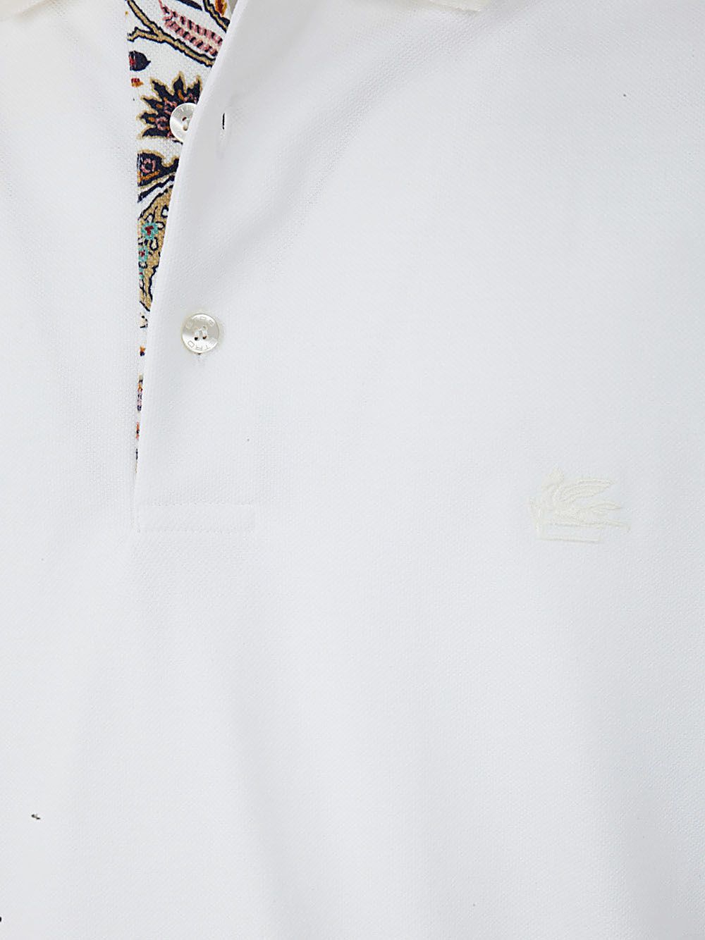 Shop Etro Roma Printed Details Polo In White