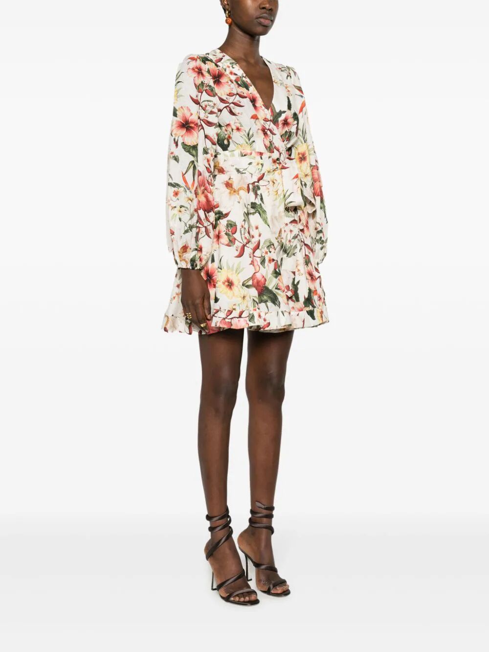 Shop Zimmermann Lexi Wrap Short Dress In Multicolour