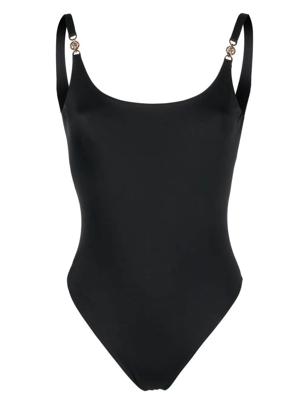Shop Versace Swim One-piece Lycra Vita Recycled Greek Chain In Black