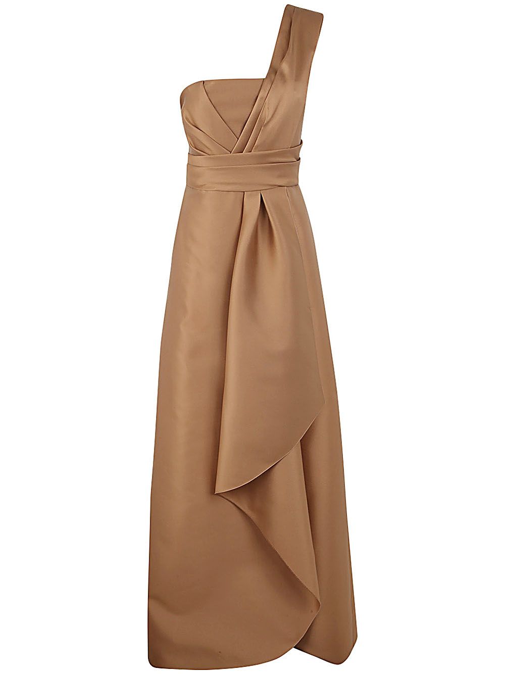 Shop Alberta Ferretti Mikado Long Dress In Brown
