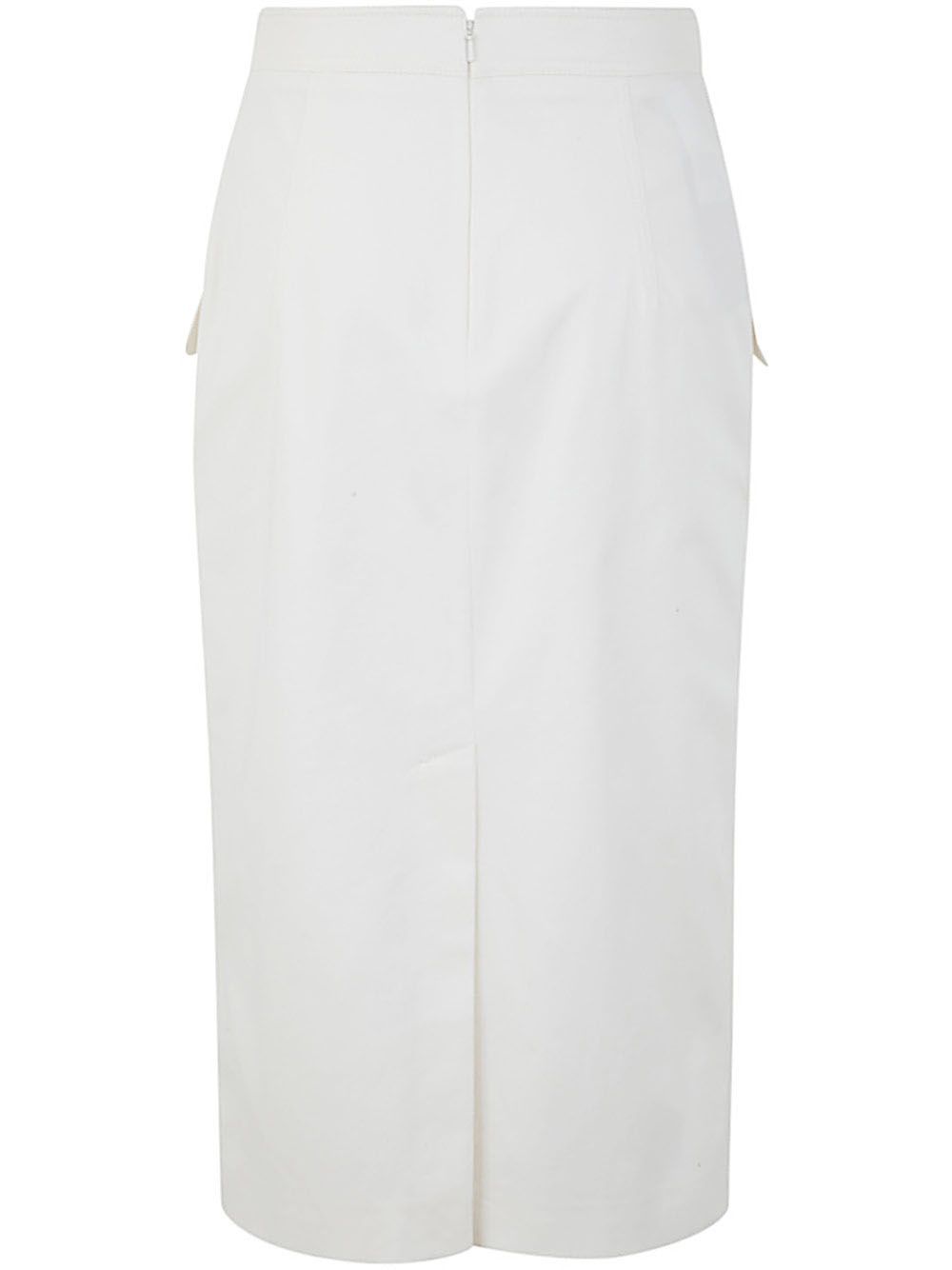 Shop Alberta Ferretti Stretch Gabardine Skirt In White