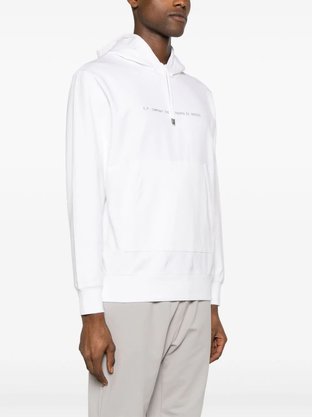 Shop C.p. Company Metropolis Series Stretch Fleece Graphic Hoodie In White