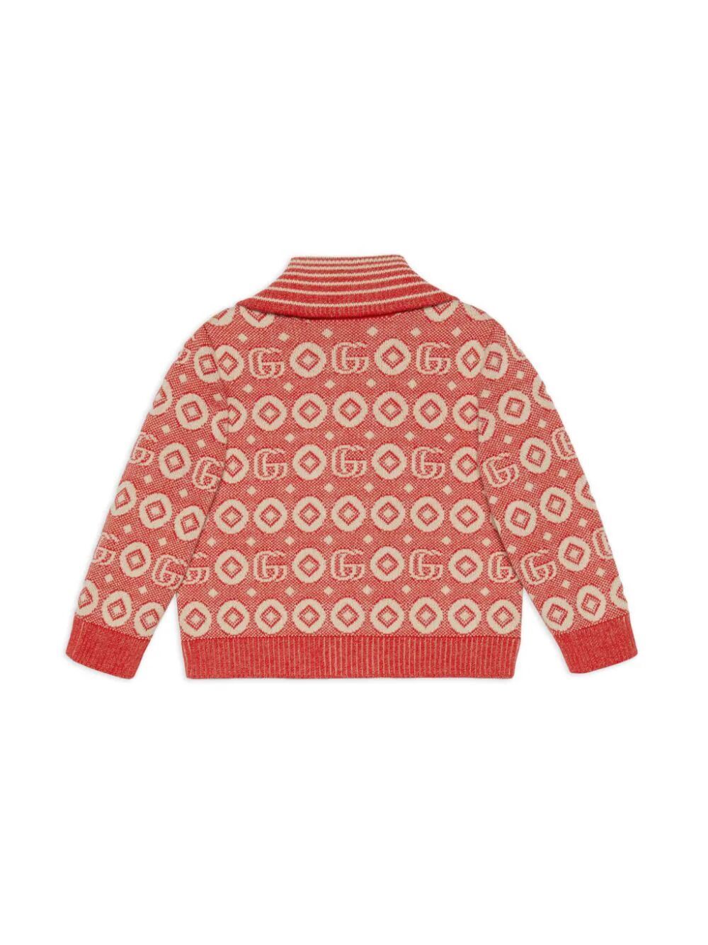 Shop Gucci Cardigan Cotton Jaquard In Red
