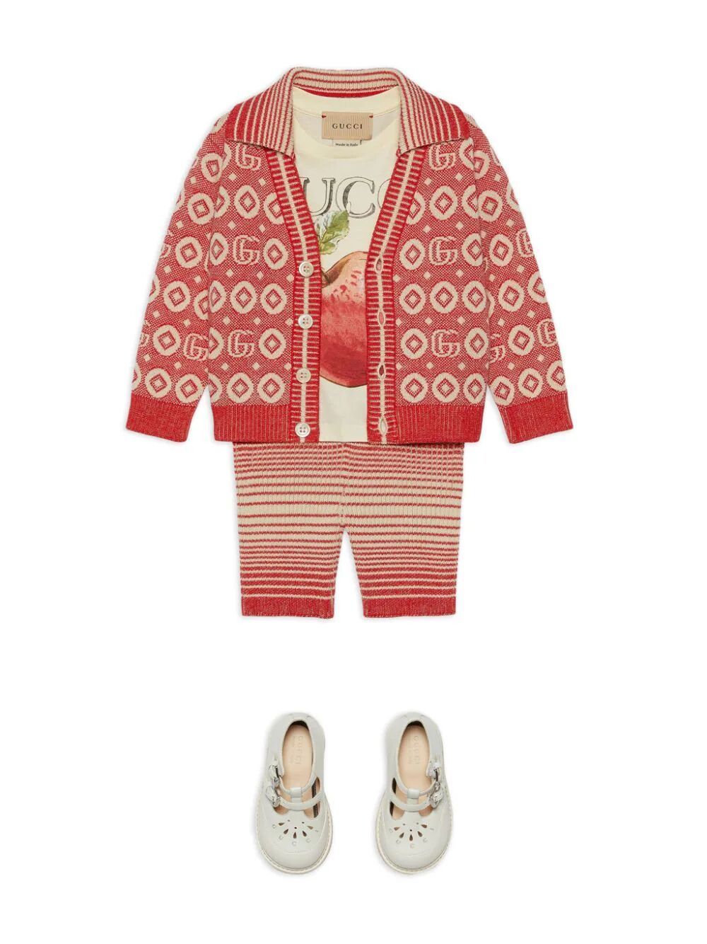 Shop Gucci Cardigan Cotton Jaquard In Red