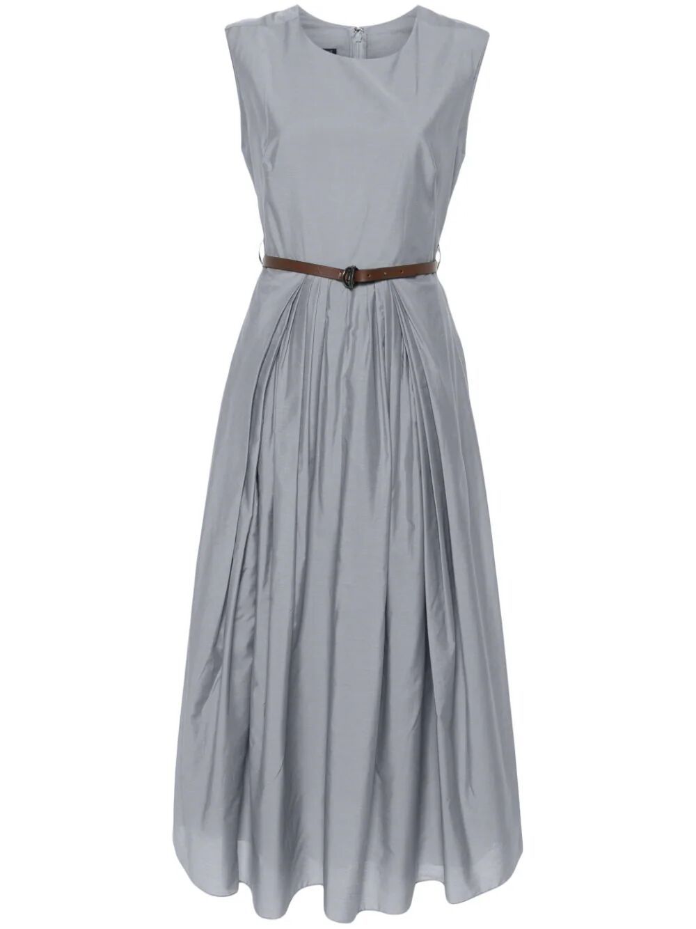 Shop Emporio Armani Sleeveless Dress With Leather Belt In Blue