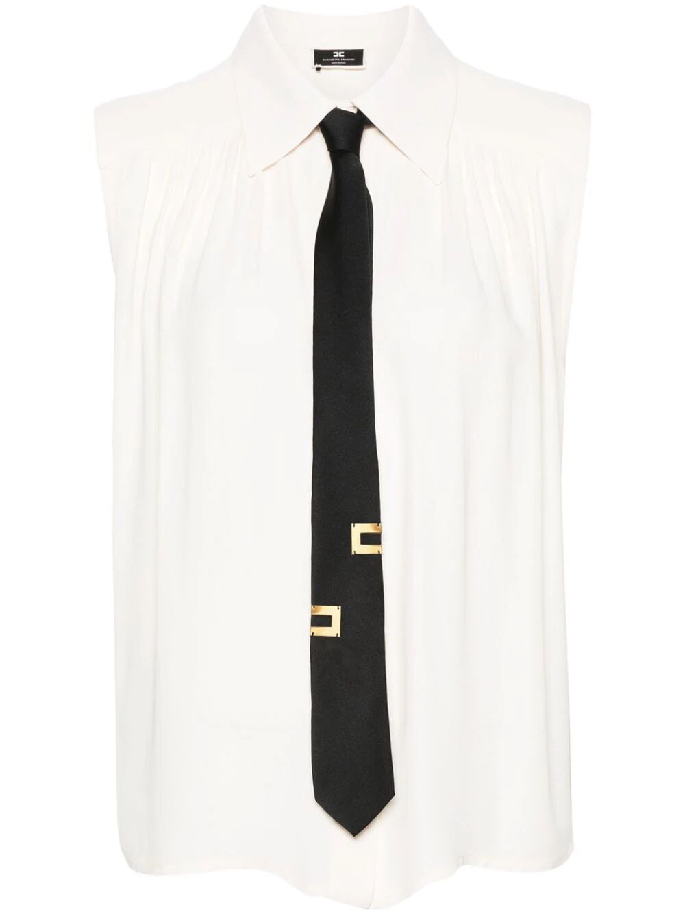 Shop Elisabetta Franchi Sleeveless Shirt With Tie In White