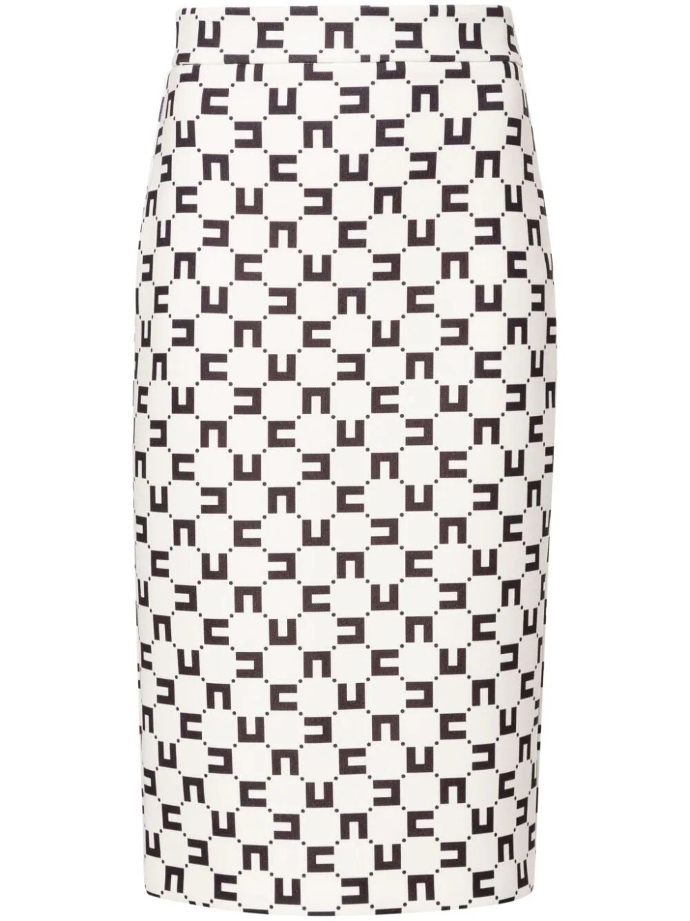 Elisabetta Franchi Logo-pattern Pencil Midi Skirt In White