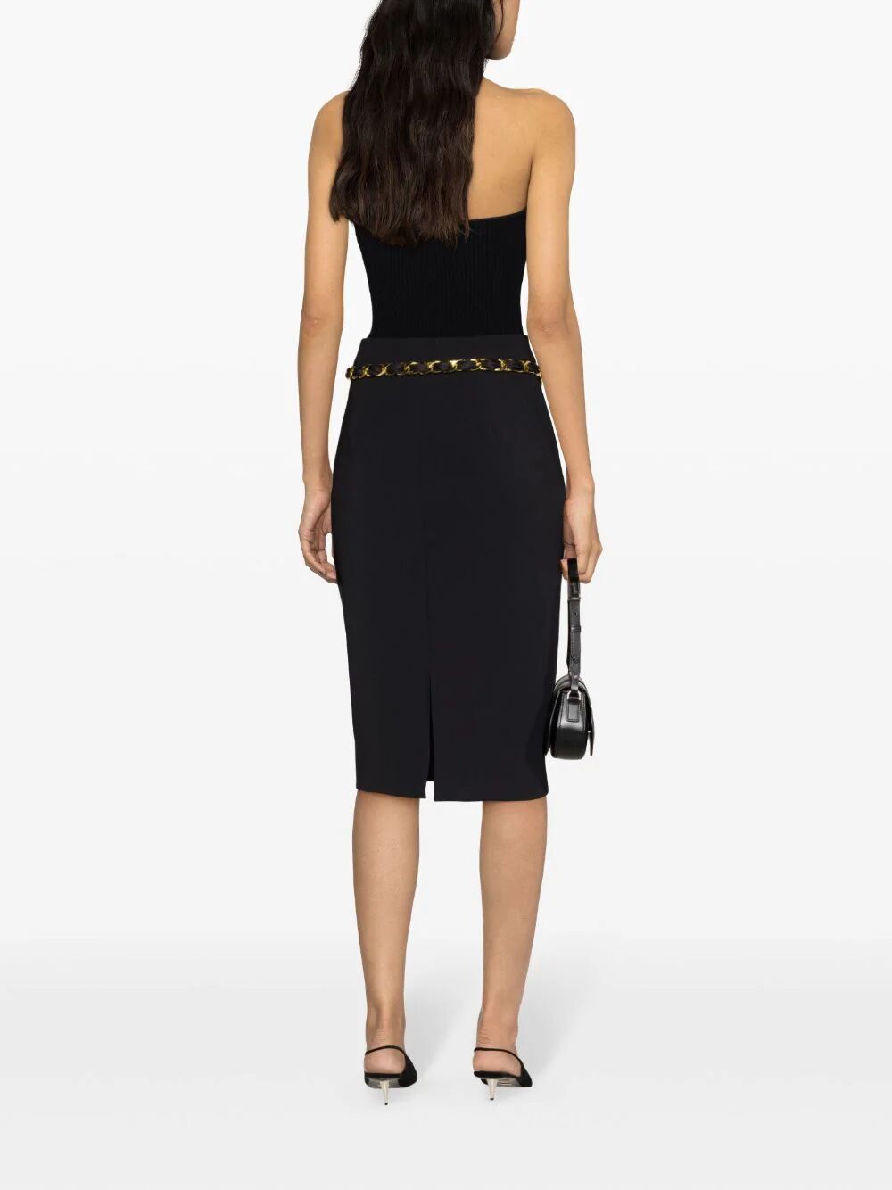 Shop Elisabetta Franchi Pencil Skirt With Belt In Black