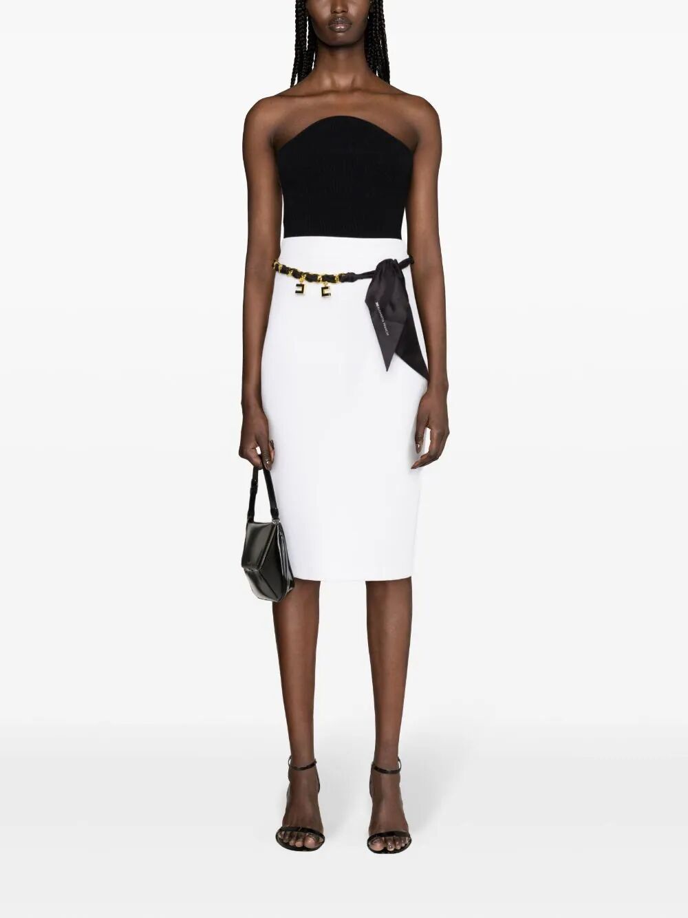 Shop Elisabetta Franchi Pencil Skirt With Belt In White