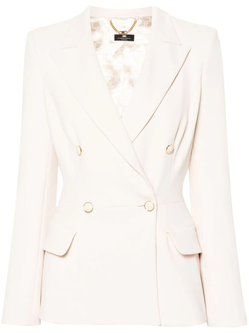 Shop Elisabetta Franchi Double Breasted Jacket In White