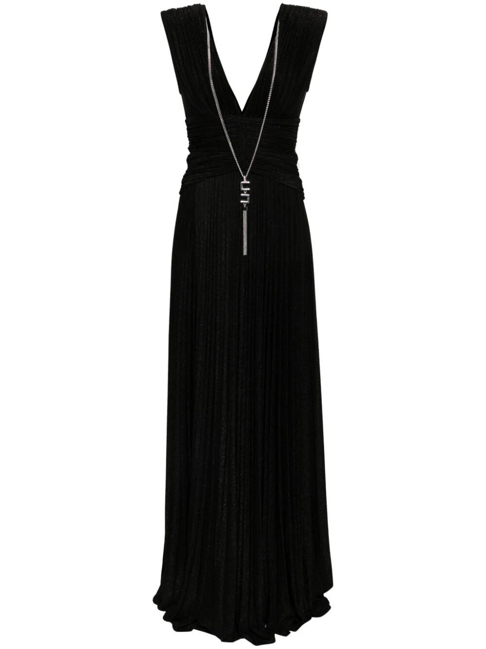Elisabetta Franchi V Neck Long Dress In Black