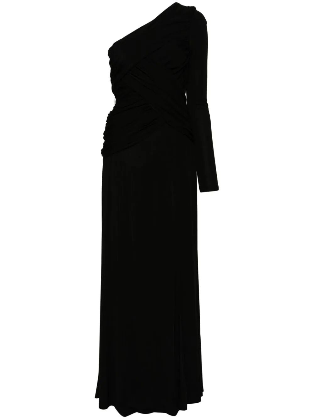 Twinset Single Shoulder Long Dress In Black