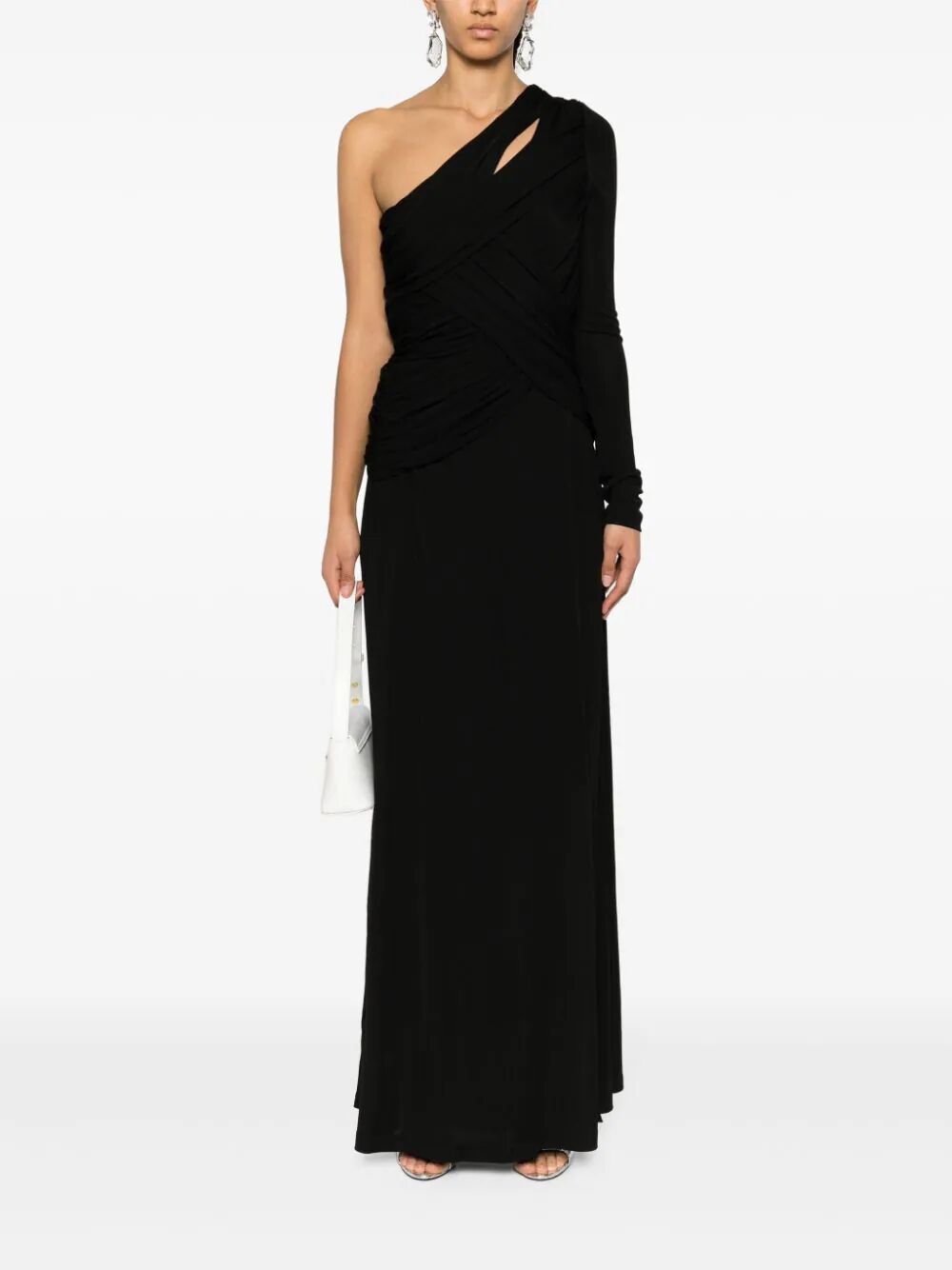 Shop Twinset Single Shoulder Long Dress In Black