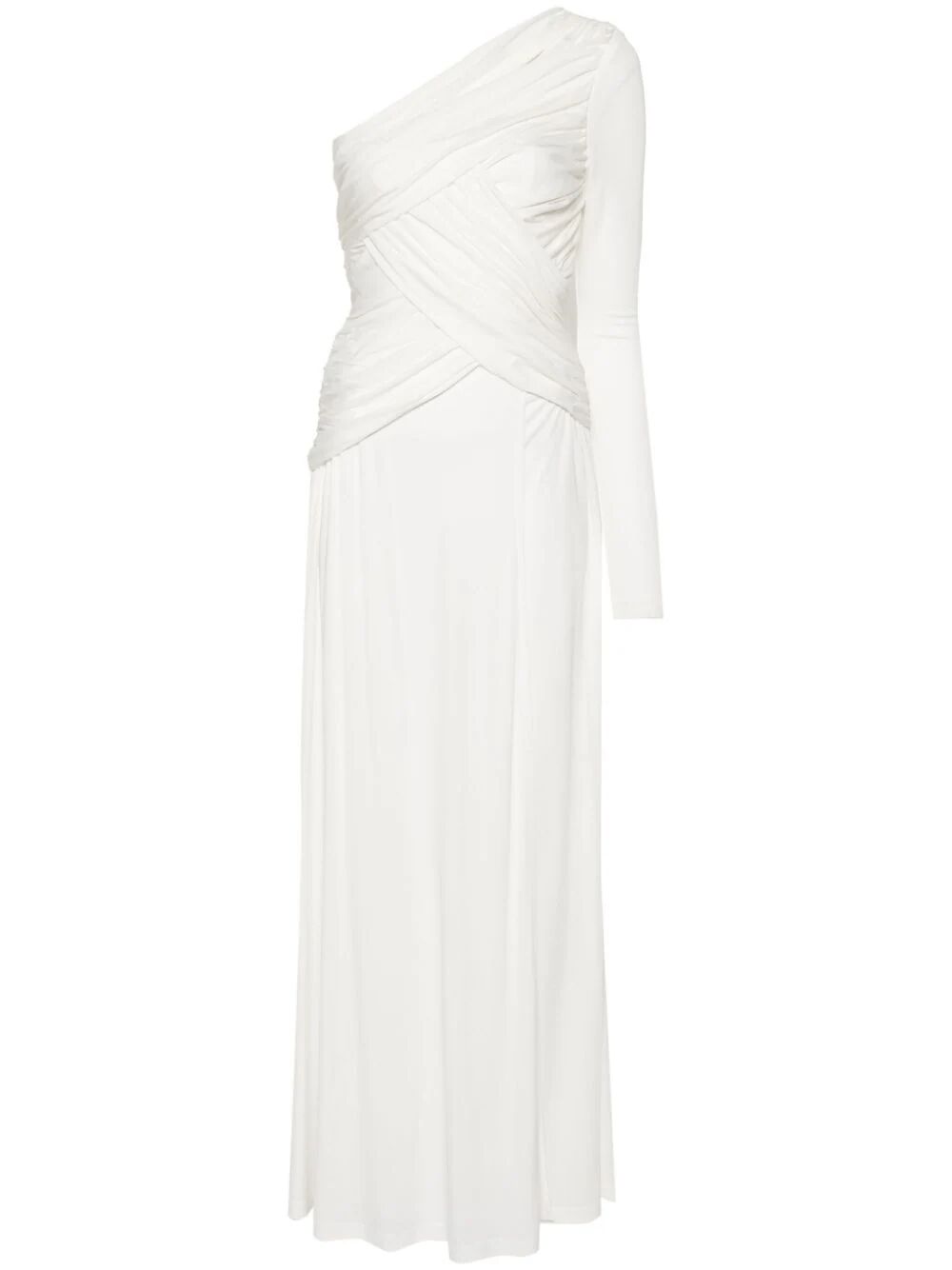 Twinset Single Shoulder Long Dress In White