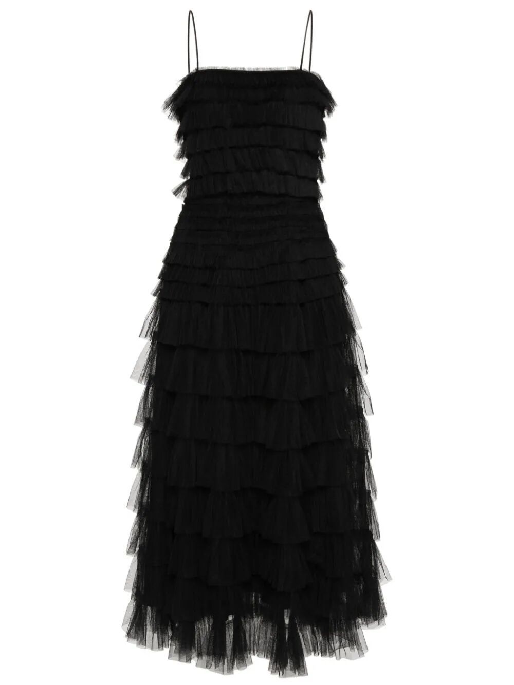 Shop Twinset Brassiere Long Dress With Flounce In Black