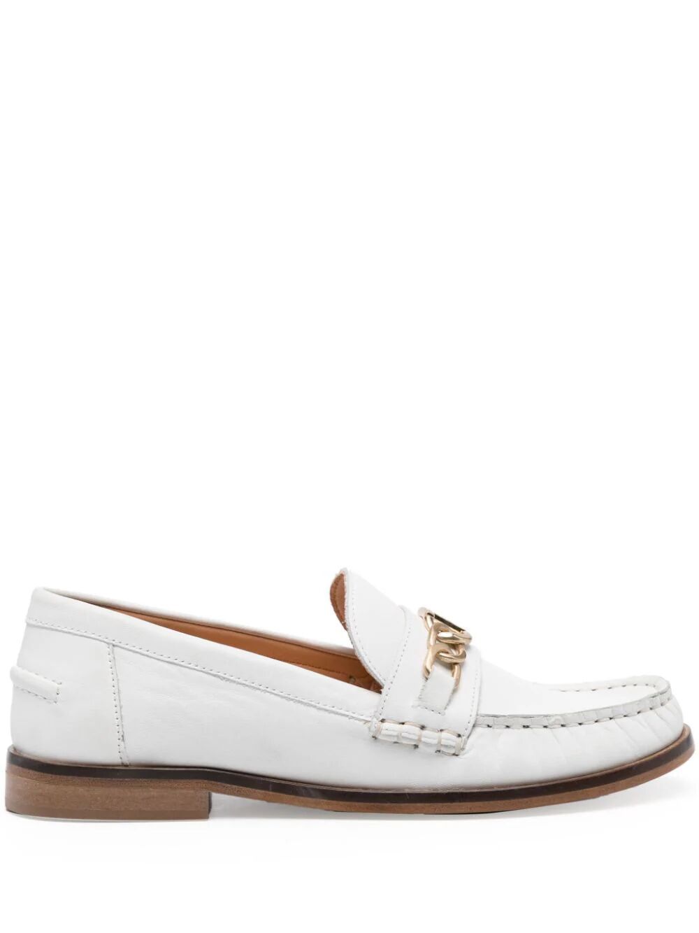 Twinset Chain-detail Leather Loafers In White