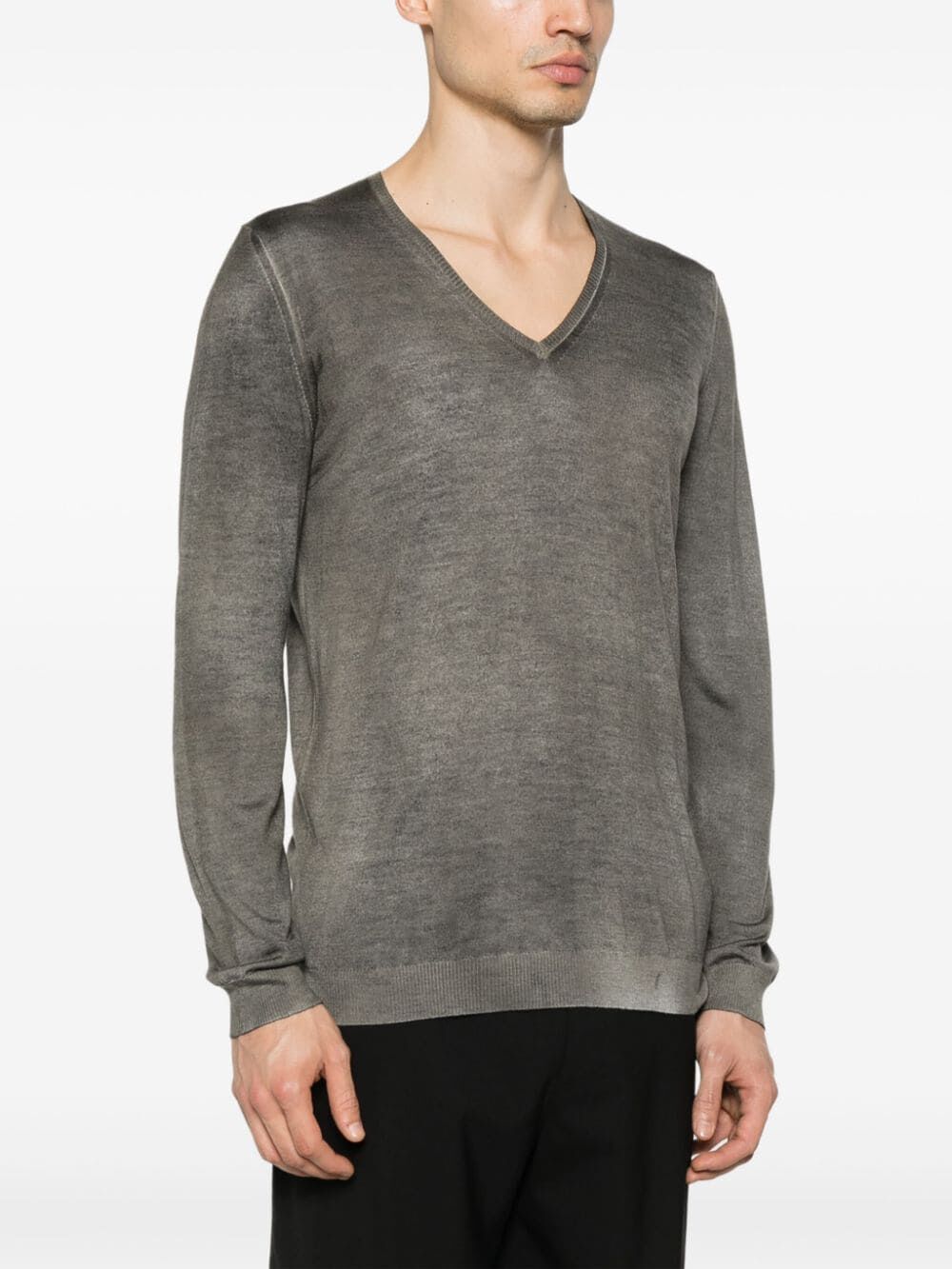 Shop Avant Toi Camouflage Effect V Neck Pullover In Brown