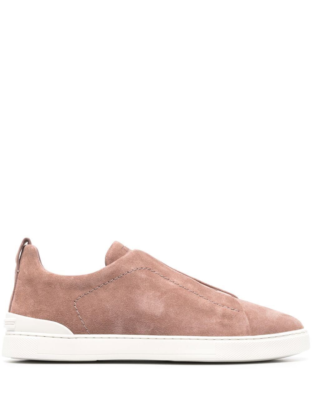 Zegna Triple Stitch Low Top Sneakers In Brown