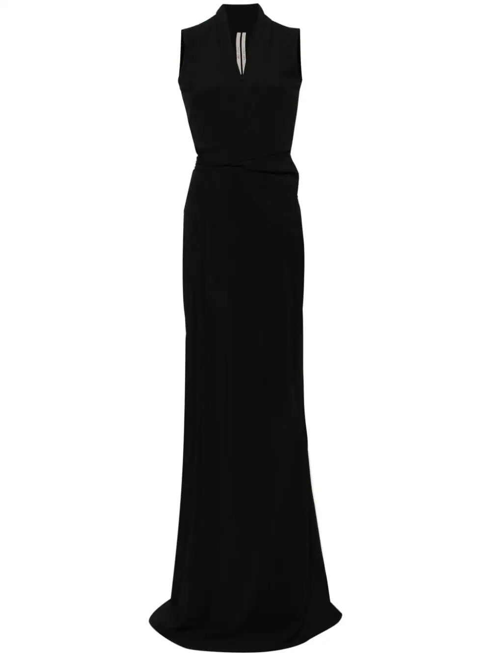 Shop Rick Owens Sleeveless Long Wrap Gown Dress In Black