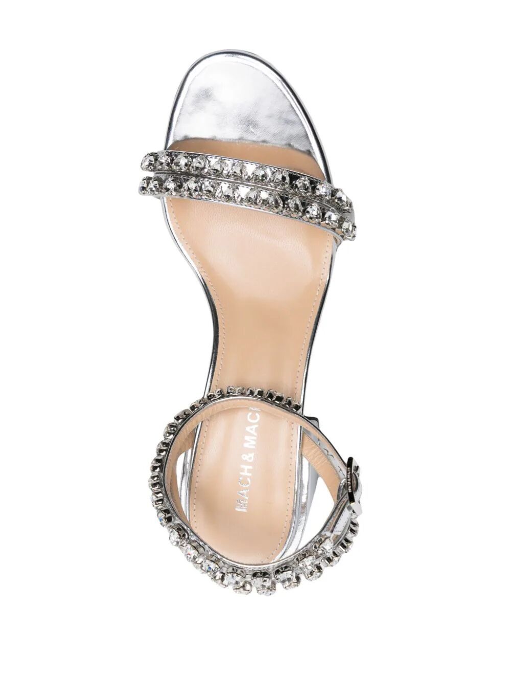 Shop Mach &amp; Mach Audrey Crystal Round Toe Mirror Sandal In Metallic