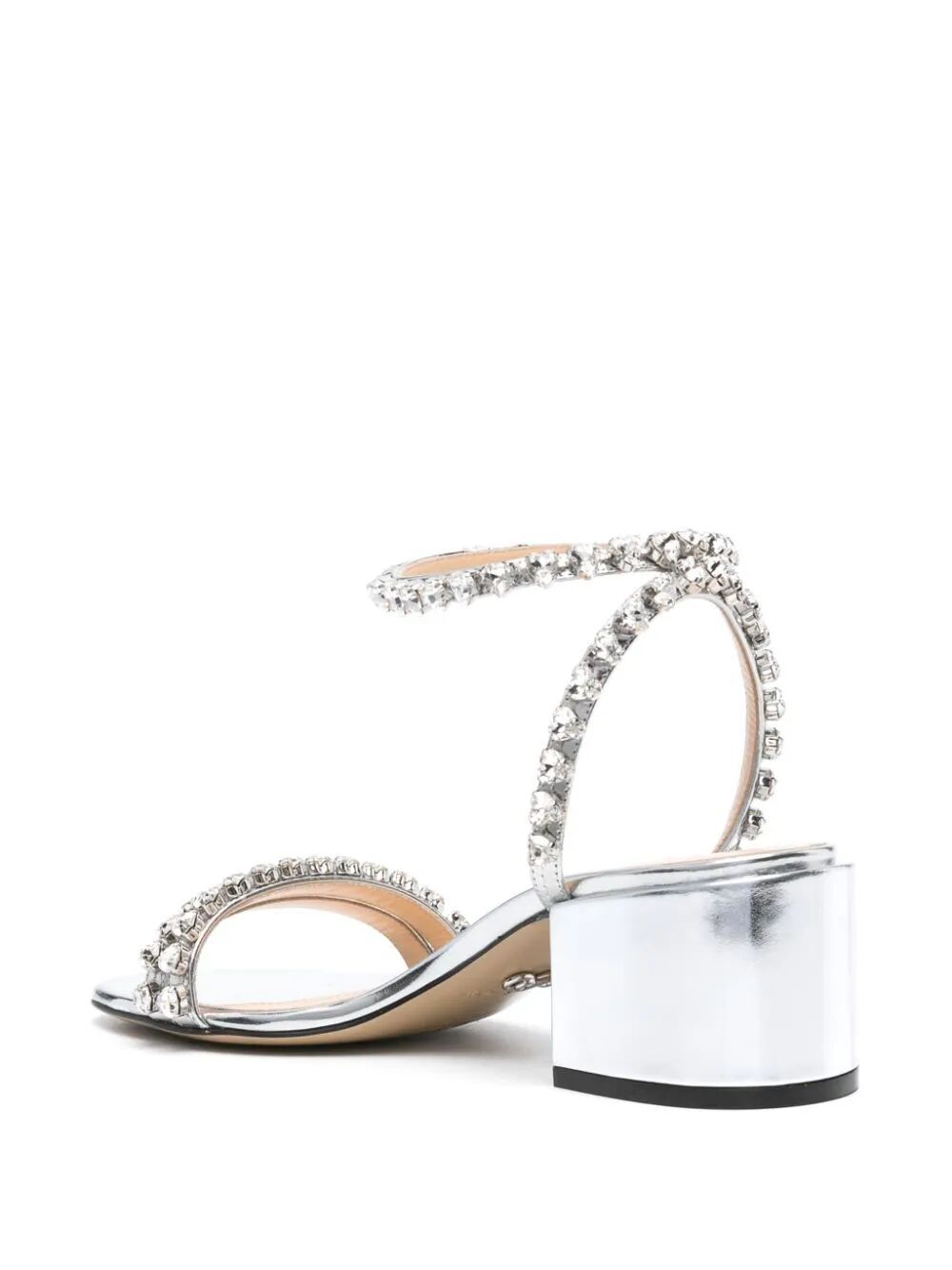 Shop Mach &amp; Mach Audrey Crystal Round Toe Mirror Sandal In Metallic