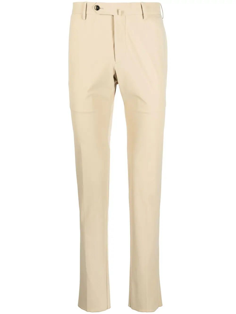 Shop Pt01 Organic Kitenic Summer Fabric Slim Flat Front Pants In Brown