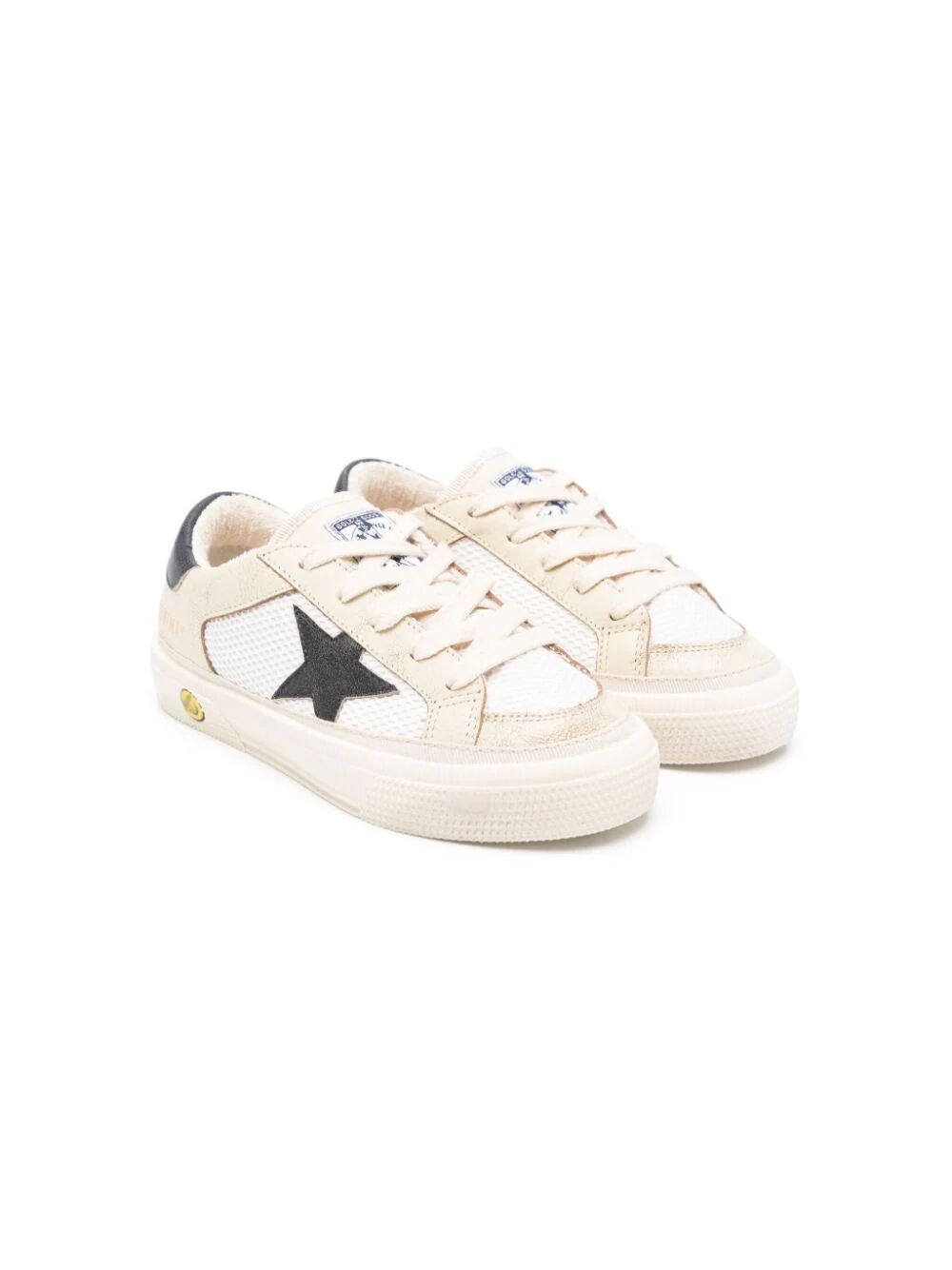 Golden Goose May Nappa Net And Leather Upper Nylon Tongue Leather Toe Star And Heel In White