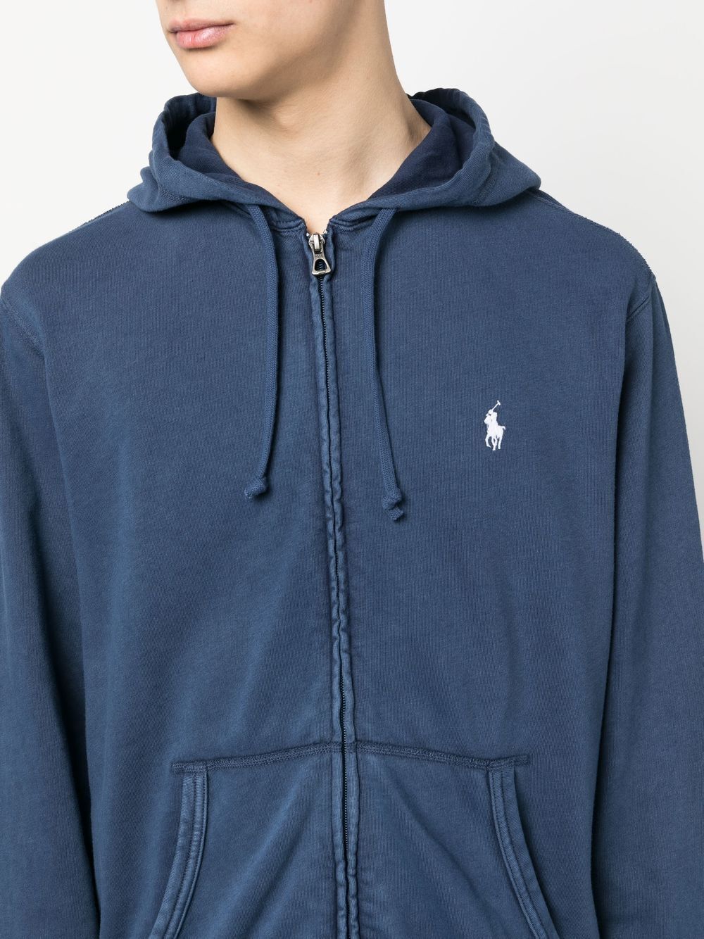Shop Polo Ralph Lauren Full Zipped Hoodie In Blue