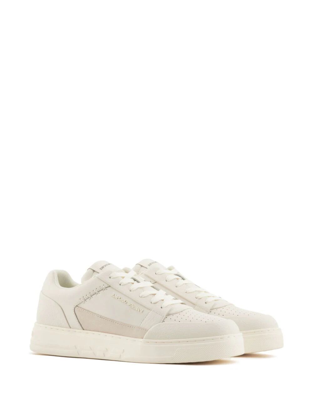 Shop Emporio Armani Suede Sneaker In White