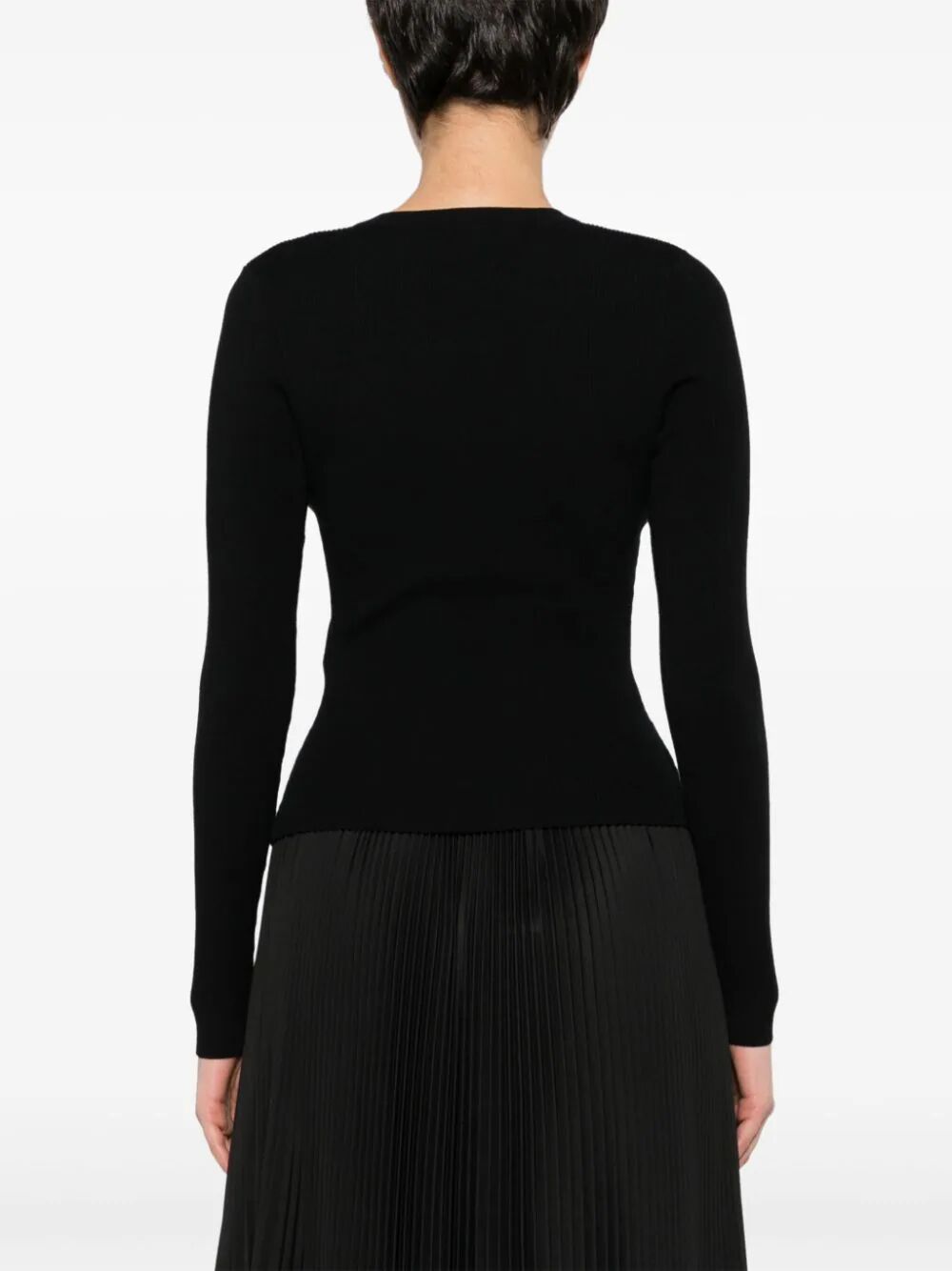 Shop Elisabetta Franchi V Neck Ribbed Sweater In Black