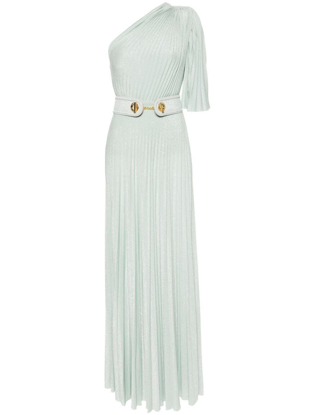 Shop Elisabetta Franchi Single Shoulder Dress With Belt In Blue