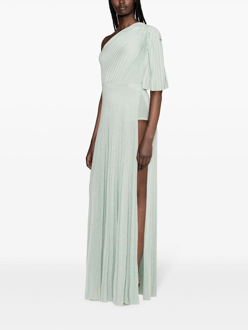Shop Elisabetta Franchi Single Shoulder Dress With Belt In Blue