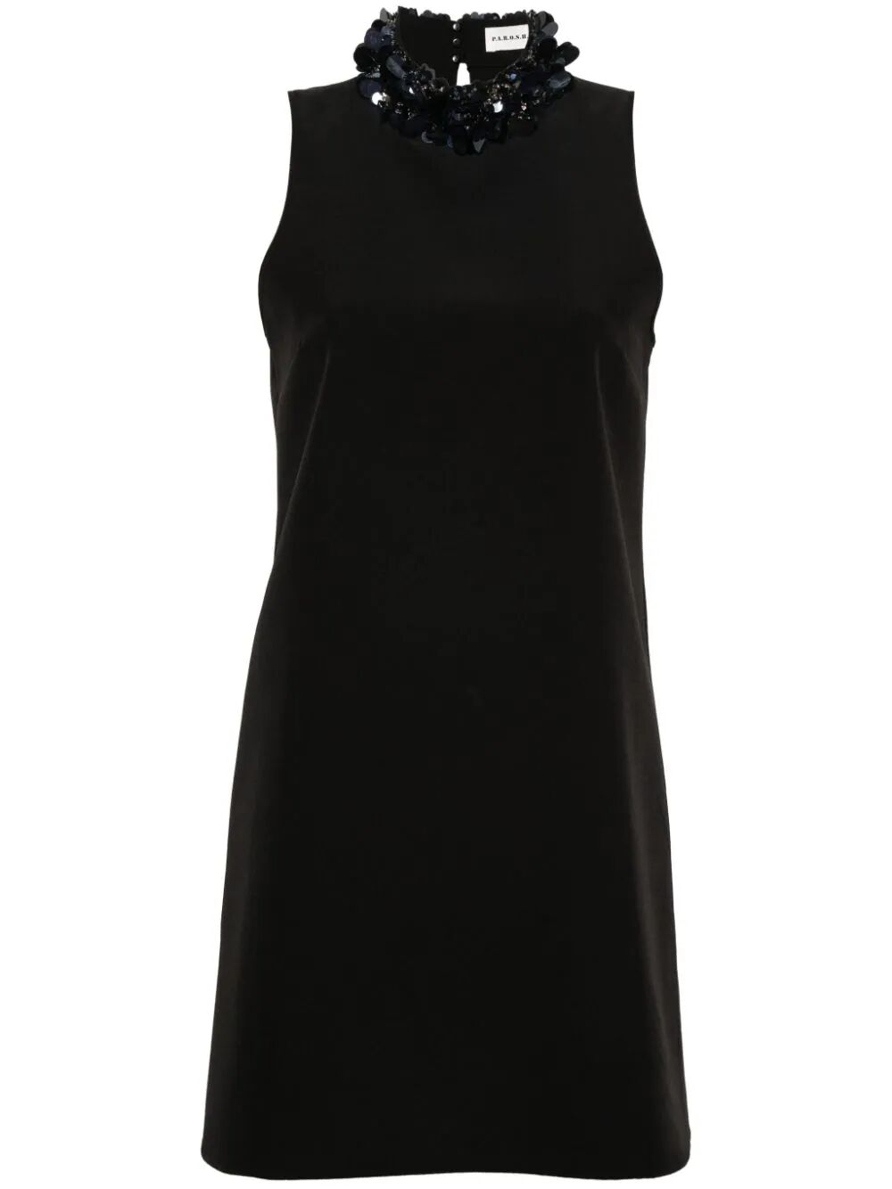P.a.r.o.s.h Sleeveless High Neck Mini Dress With Paillettes In Black