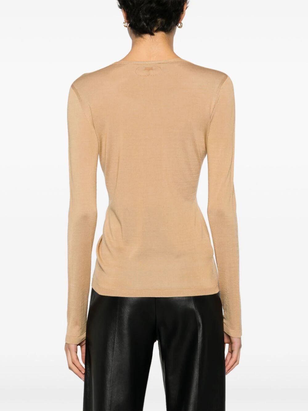 Shop Twinset Long Sleeves Crew Neck Sweater In Brown