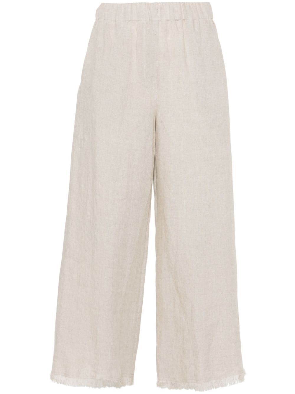 Antonelli Ryan Elastic Trousers With Fringes In Brown