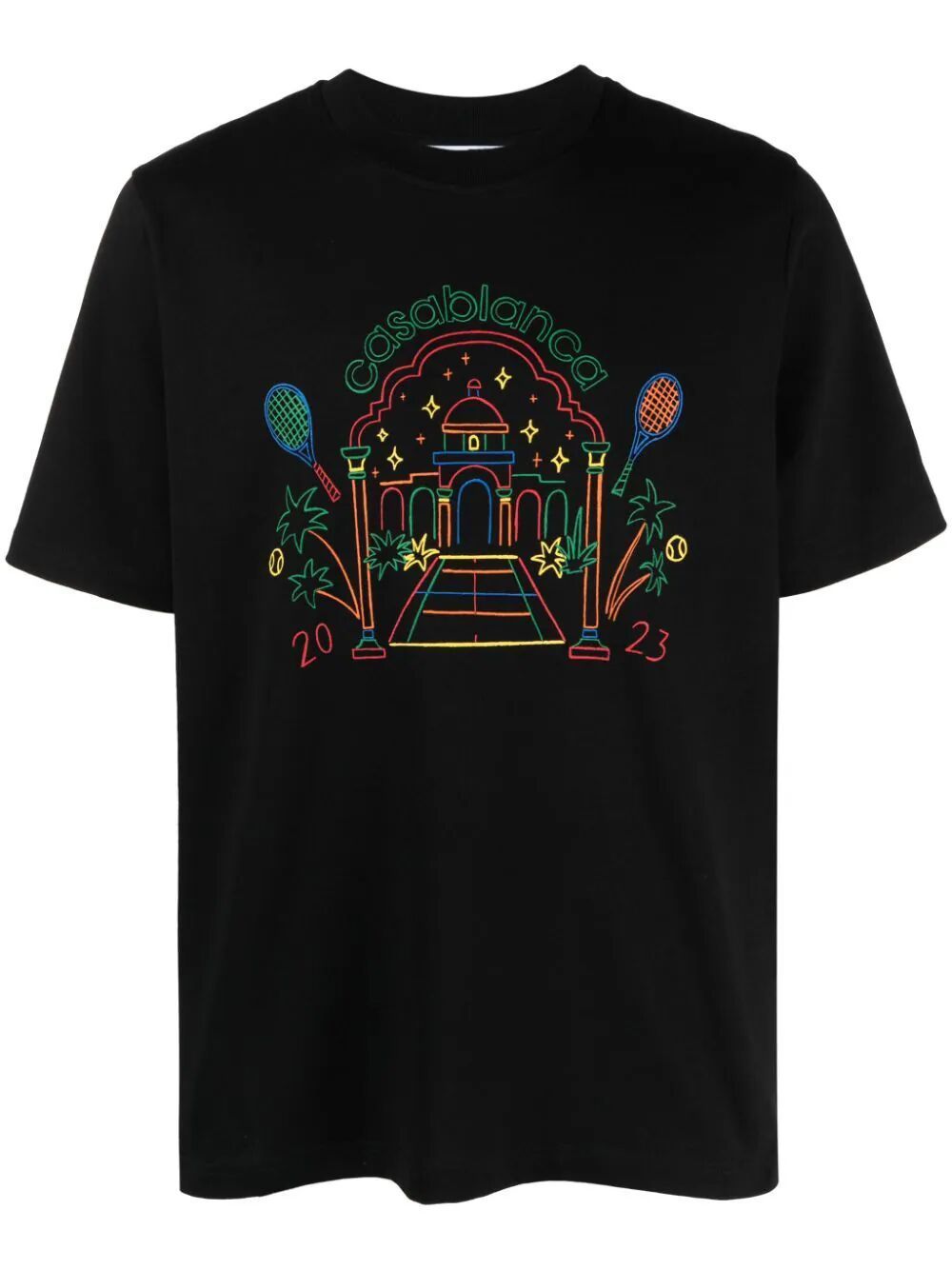 Shop Casablanca Rainbow Crayon Temple Screen Printed T In Black