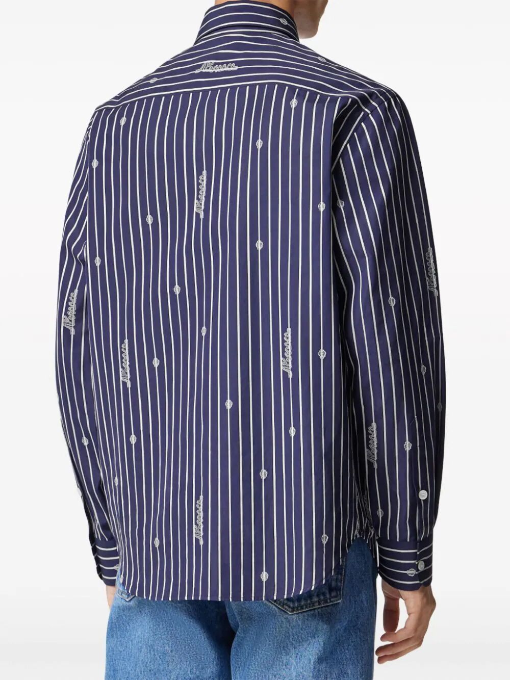 Shop Versace Informal Shirt Striped Poplin Fabric  Nautical Stripe Customization In Blue