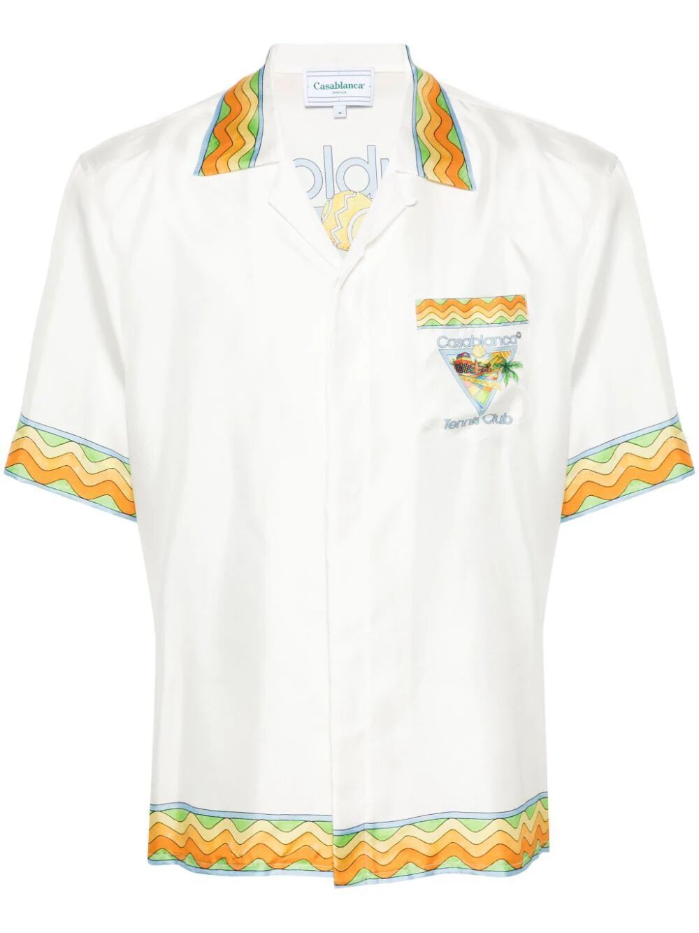 Shop Casablanca Unisex Cuban Collar Short Sleeves Shirt In White