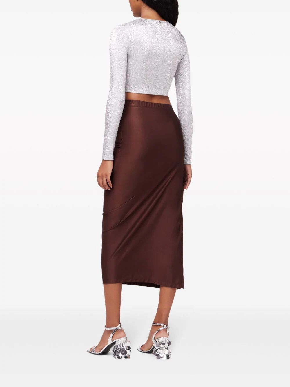 Shop Rabanne Viscose Jersey Skirt In Brown