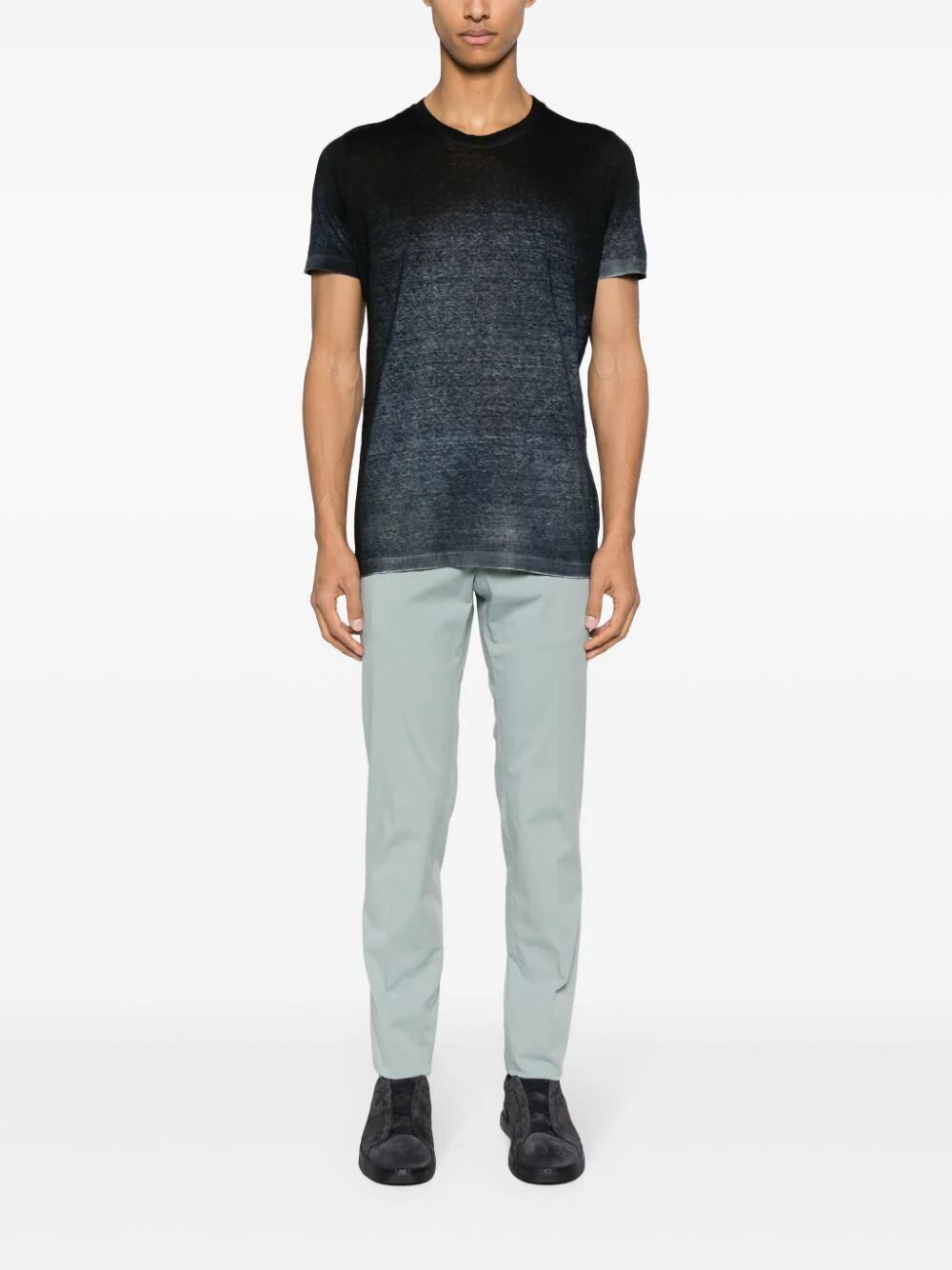 Shop Avant Toi Short Sleeves Linen T-shirt In Blue